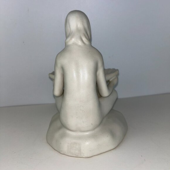 Van Briggle Pottery Lady Maiden Ivory Nude Girl 8" with Shell Vintage - Picture 7 of 14